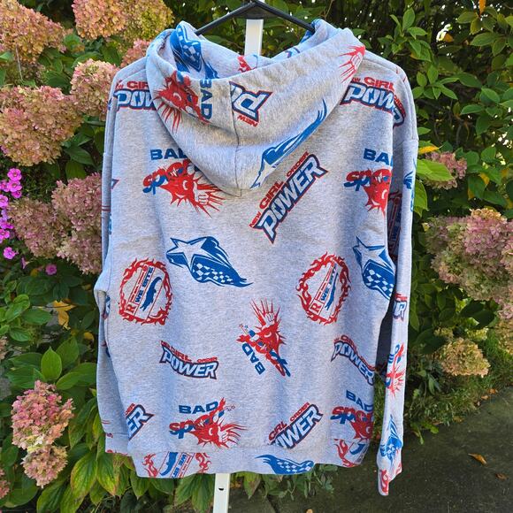 New Girl Order Sport Graphic Print Gray Hoodie size 8 Bad Sport We Bite - Picture 3 of 13